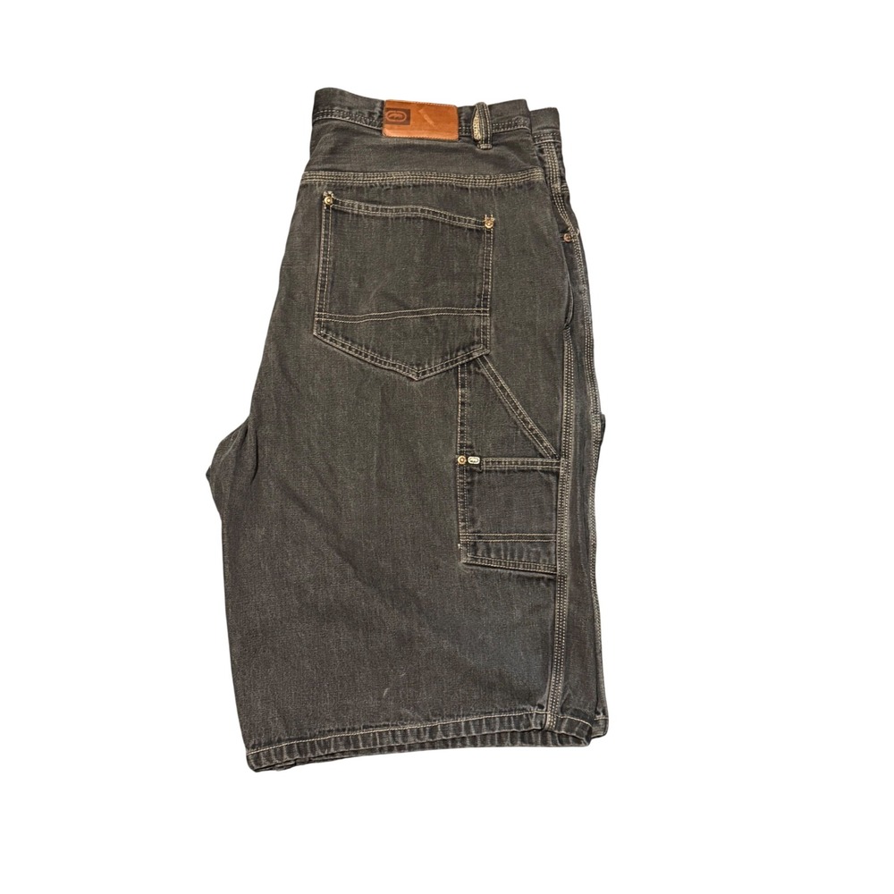 Ecko Unltd Baggy Carpenter Shorts Mens 40 Black Denim Y2K Skate Utility Cargo